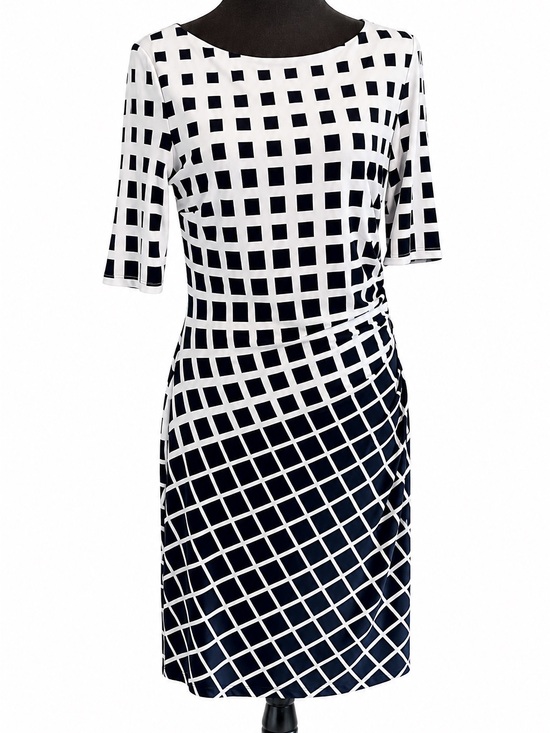 Anne Klein Dresses & Skirts - Anne Klein Black and White Lined Geometric 3/4 Sleeve Dress Women’s Size 10